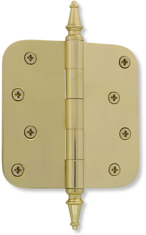 4" polished brass traditional steeple hinge